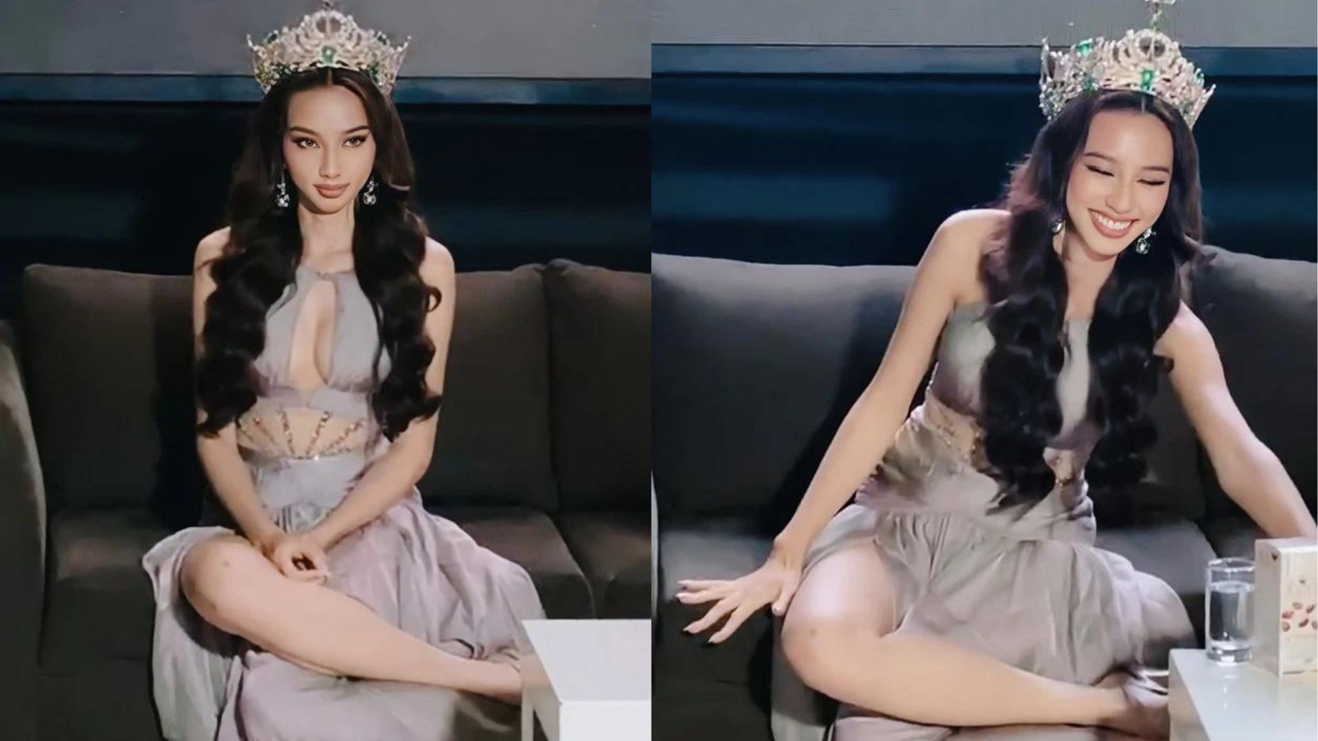 Netizen tranh cãi với dáng ngồi của Hoa hậu Thuỳ Tiên trên sóng livestream